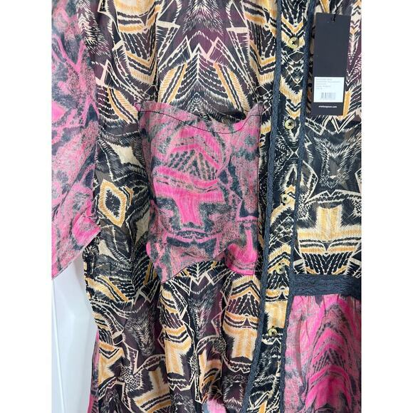 One Teaspoon Kaleidoscope Lunar Shirt High/Low Sheer Size Med NWT - Picture 5 of 11